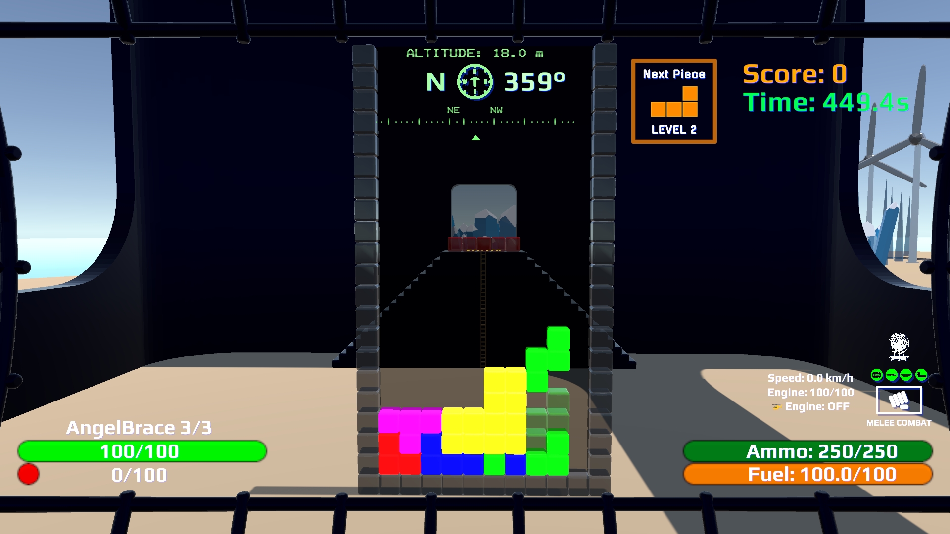 Tetris Play Spot with active piece, ghost, and NEXT HUD