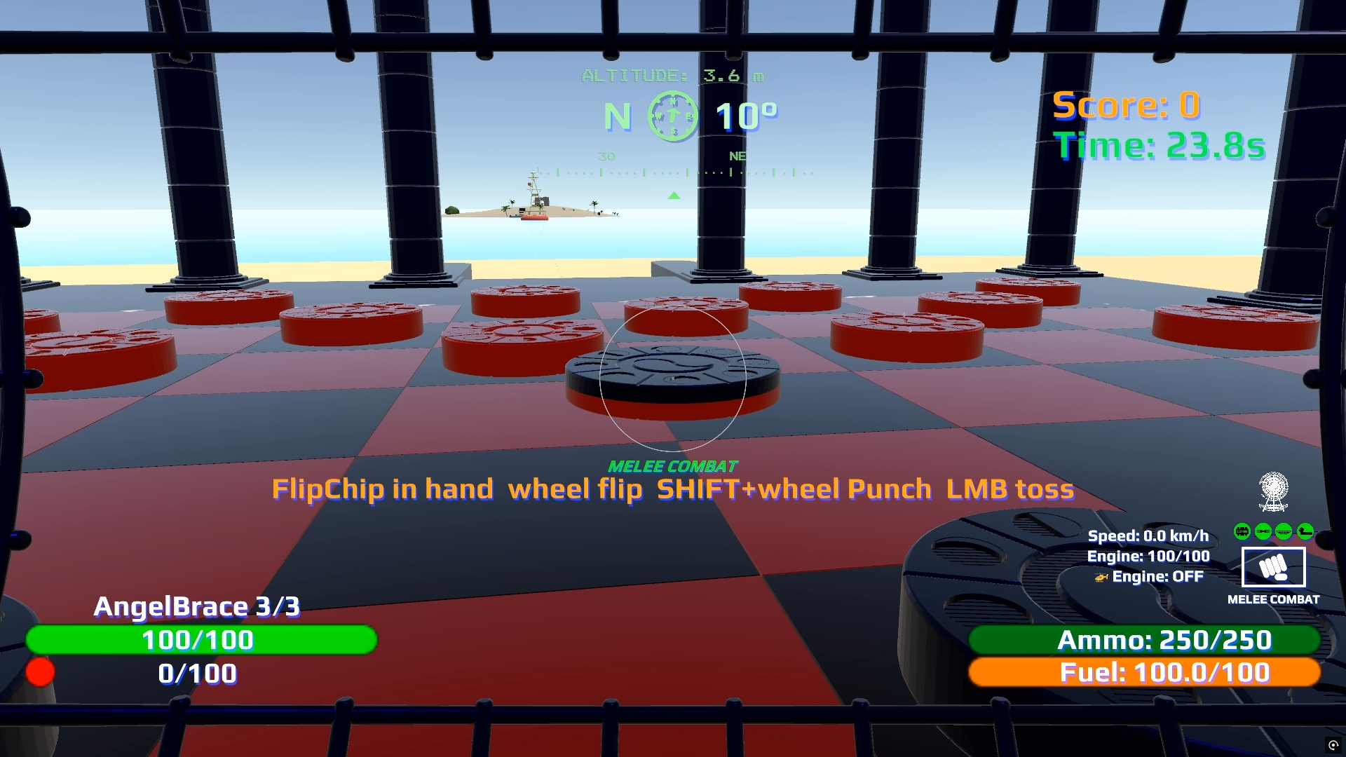 FlipChip on CheckersOPS screen before Start — melee toss sets Player1/Host color