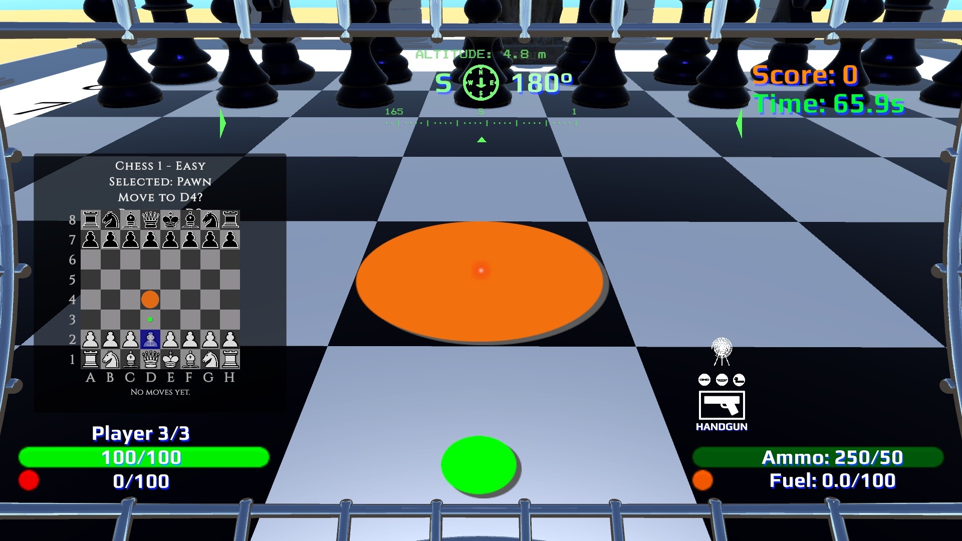 Orange circle on the square you are aiming at after RMB